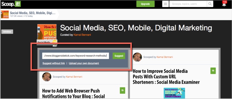Suggest on scoop.it for how to promote your blog